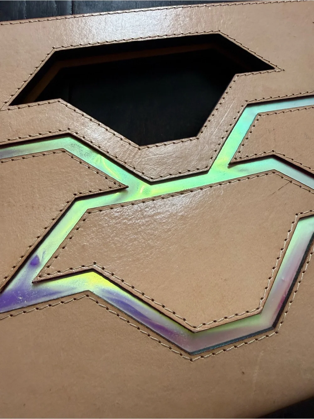 NONMember Nude/Iridescent Geometric Accent Clutch. Genuine Leather